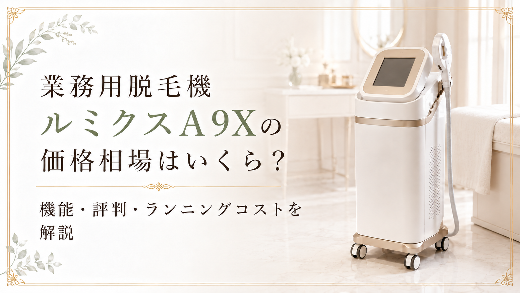 業務用脱毛機ルミクスA9Xの価格相場はいくら？｜機能・評判