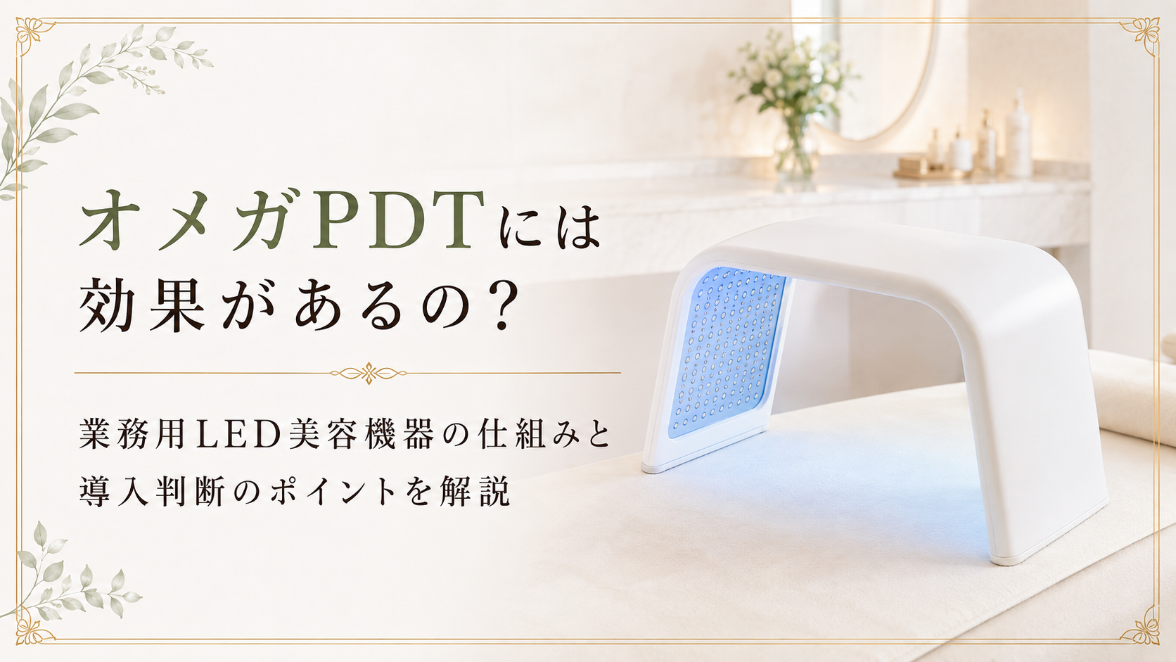 オメガPDTには効果があるの？業務用LED美容機器の仕組みと導入判断の